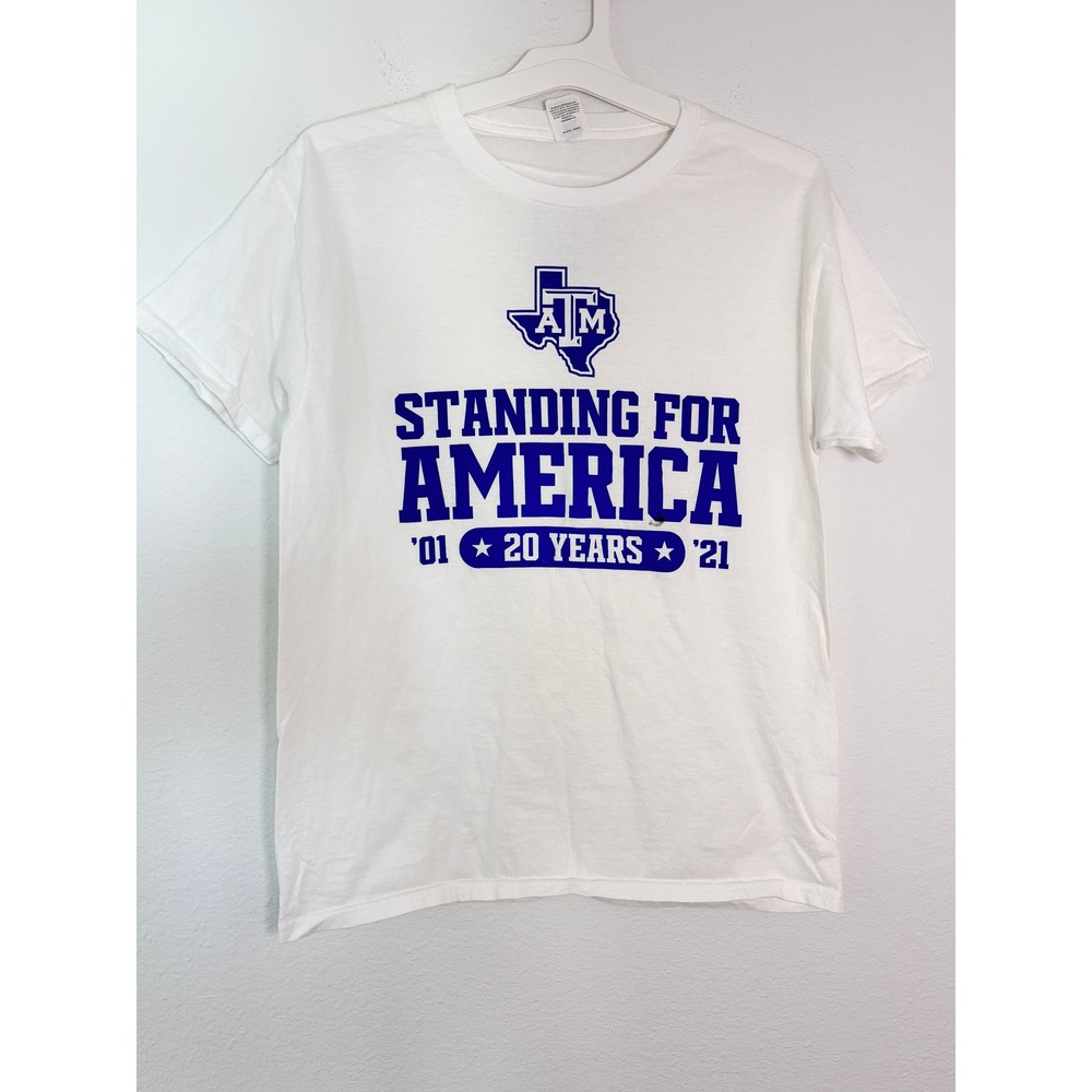 Texas A&M Standing For America 20 Years 12th Man Centennial T-Shirt White Medium